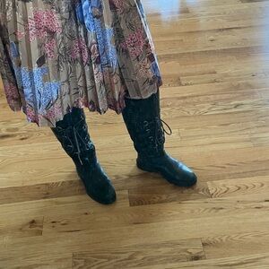 Searle Vintage Black Lace-Up Women's Shearling Leather Boots